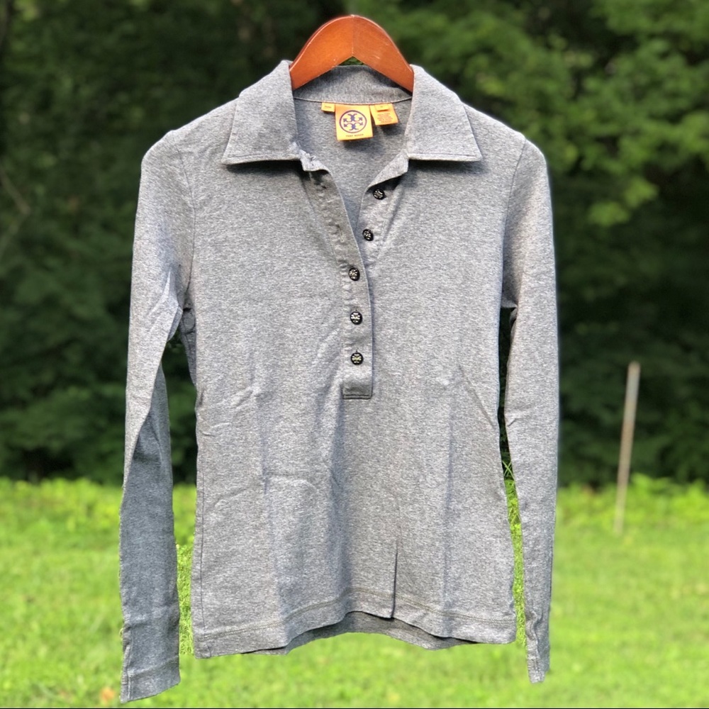 Tory Burch Dark Grey Long Sleeve Collared Shirt